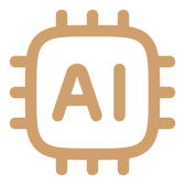 An AI microchip icon representing artificial intelligence processing