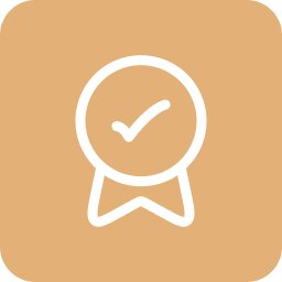 A ribbon badge with a checkmark, representing verified quality and expert authority.