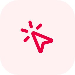 A red cursor arrow icon with burst lines representing a pay-per-click digital interaction.