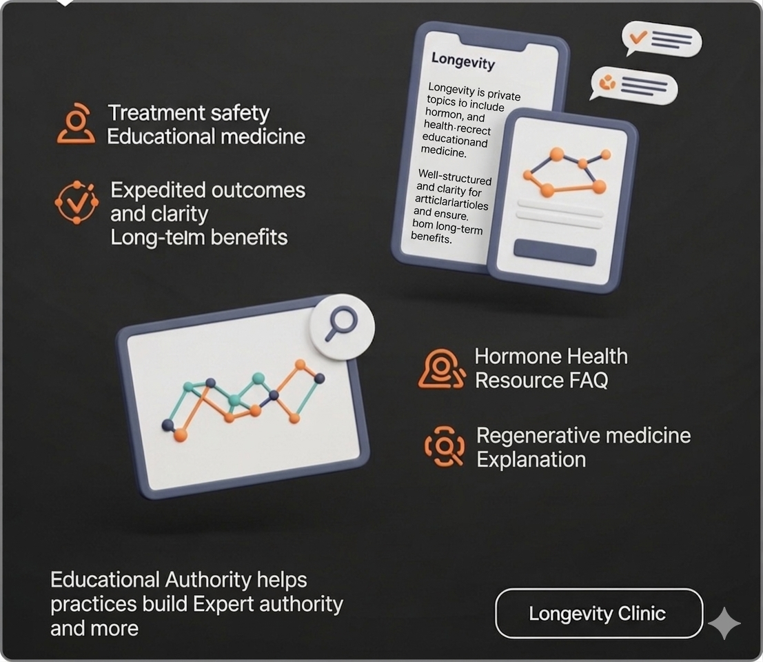 A 3D illustration of digital tablets displaying health data graphs and patient chat bubbles, representing educational content marketing for medical practices.