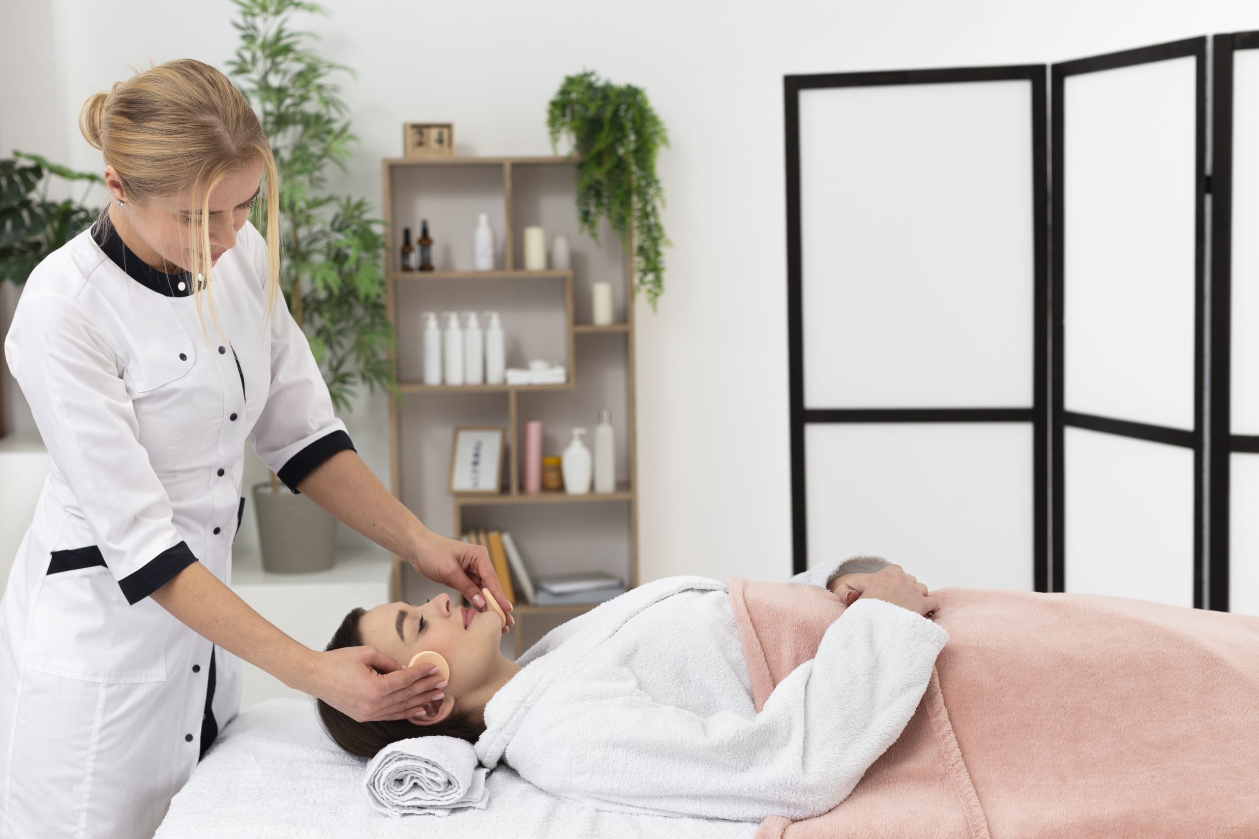 Facial treatment service at a modern med spa clinic